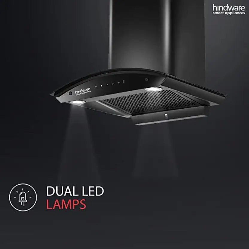 Hindware Celesia 60 cm Auto Clean Low Noise 1300m3 Suction Made In India Auto Clean Wall Mounted Black 1300 CMH Chimney