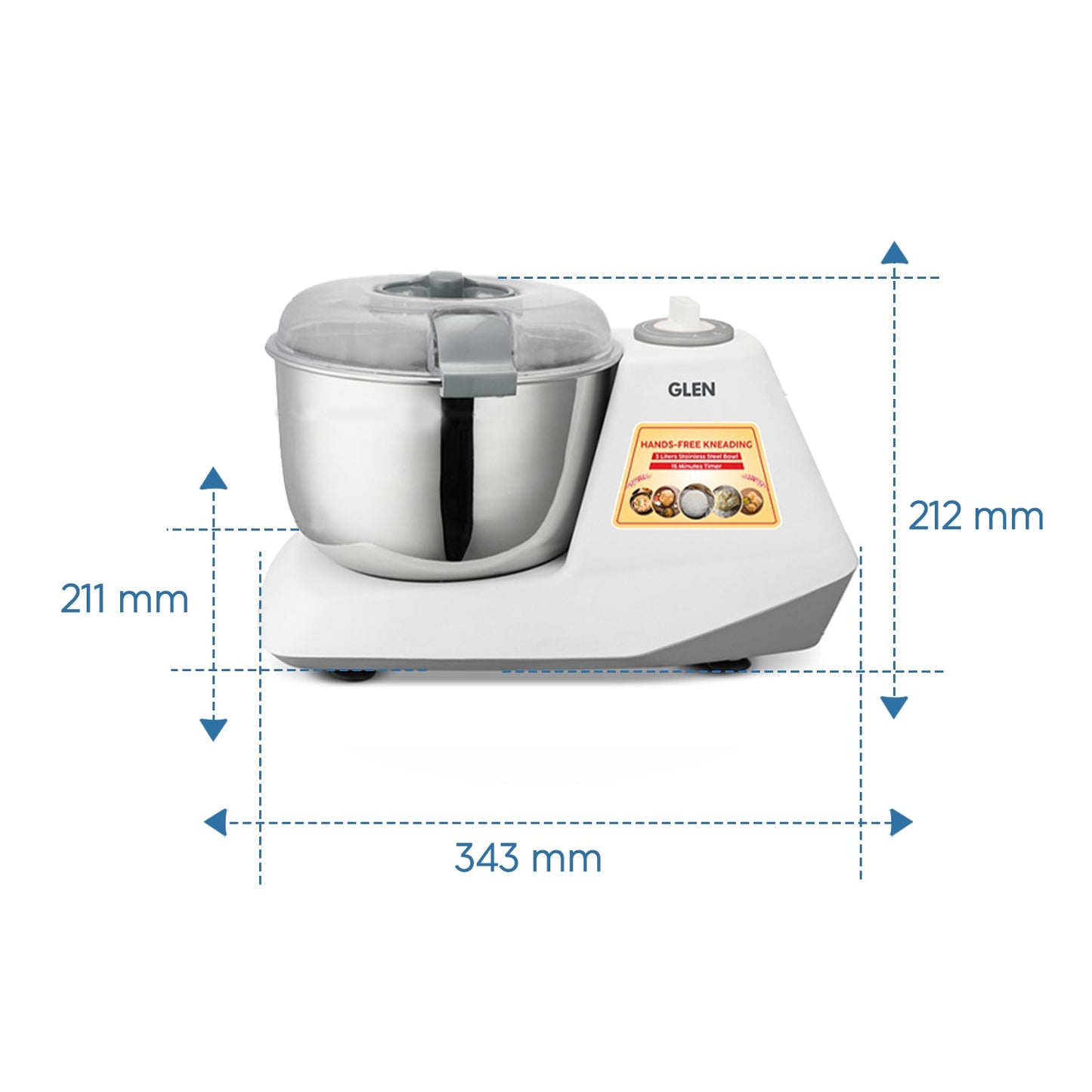 Atta Kneader Dough Maker 650 W with Hands-free kneading & 3 Litres Large SS Bowl (SA3032DM)