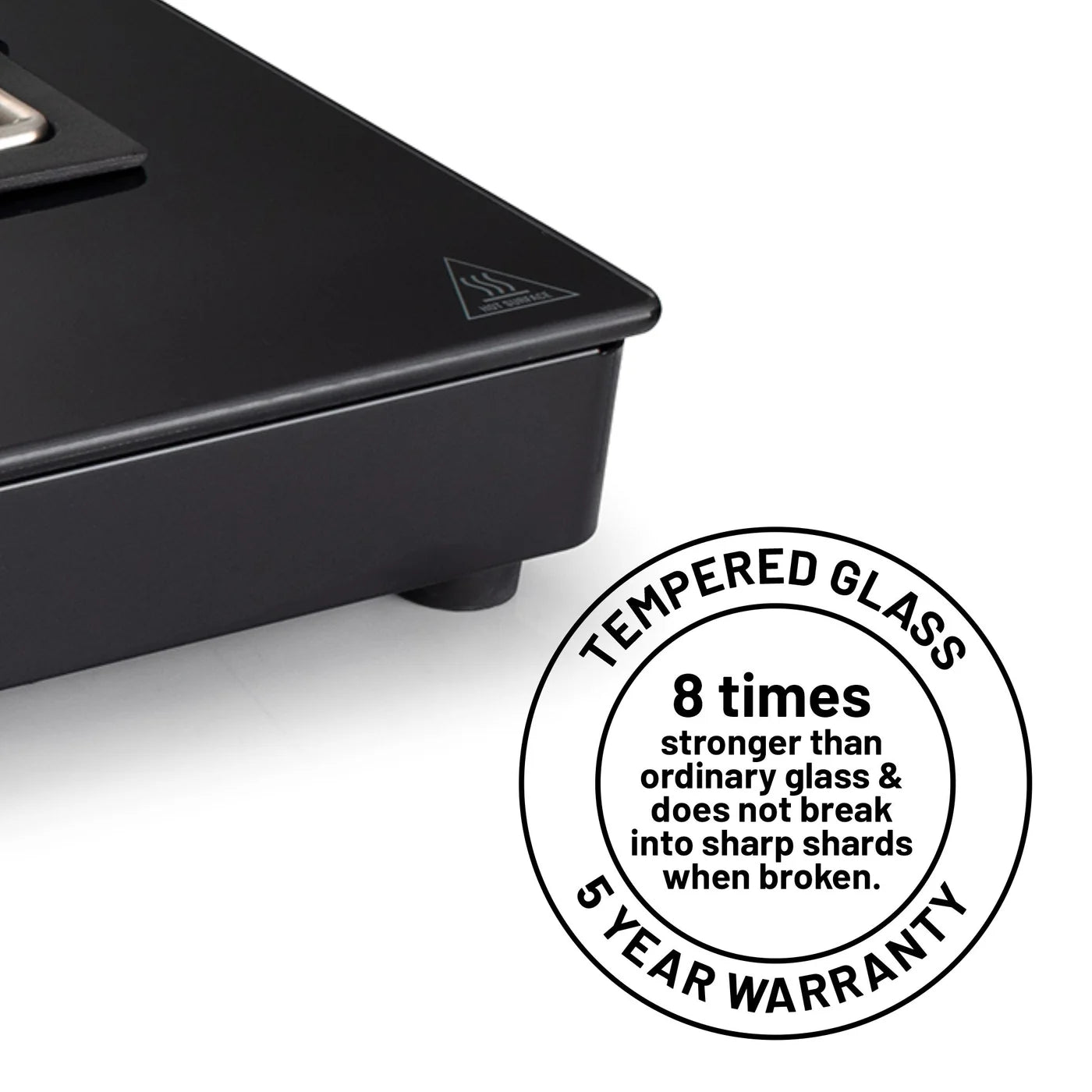 Glen 3 Burner Hob Ultra Slim Free Standing Auto Ignition Hob Top | Built-In Hob Free Standing Hob | 8 MM Toughened Glass | Black | Forged brass burners | Warranty 2 Years Standard | (BH1073USBL75)