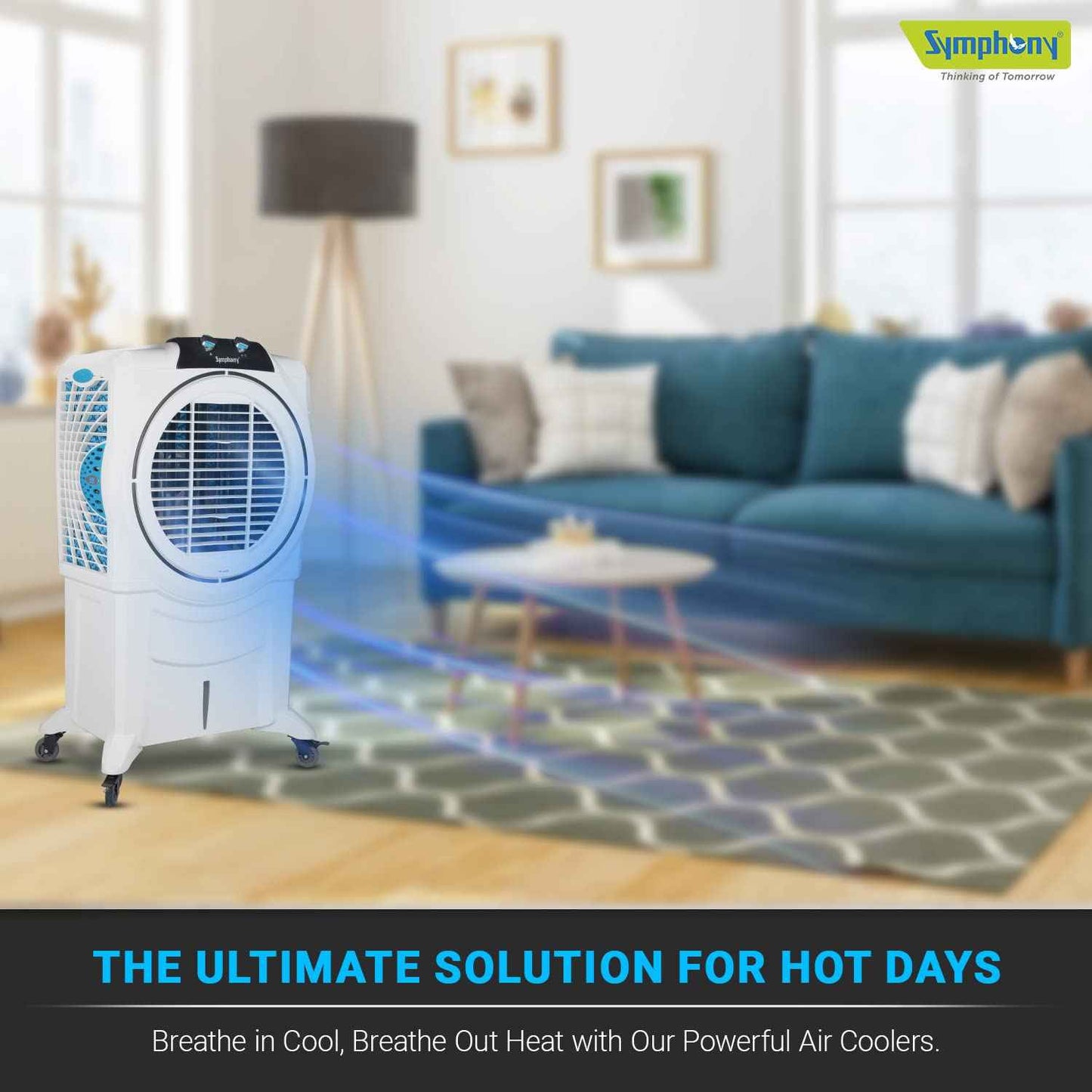 Symphony Sumo 115XL Desert Air Cooler for Home with Honeycomb Pads, Powerful +Air Fan and Cool Flow Dispenser (115L, White)