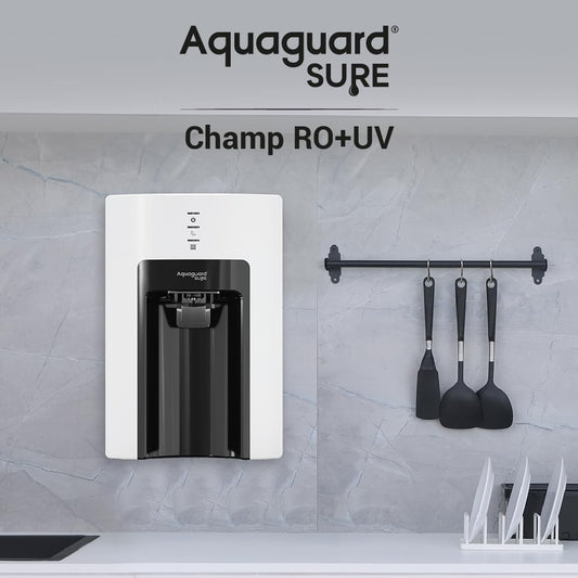 Aquaguard Sure Champ RO+UV 1X Water Purifier | Free Service Plan Worth ₹2000 | Suitable for Borewell, Tanker & Municipal Water | 30x Impurity Removal vs Local Purifiers Kitchen Etto