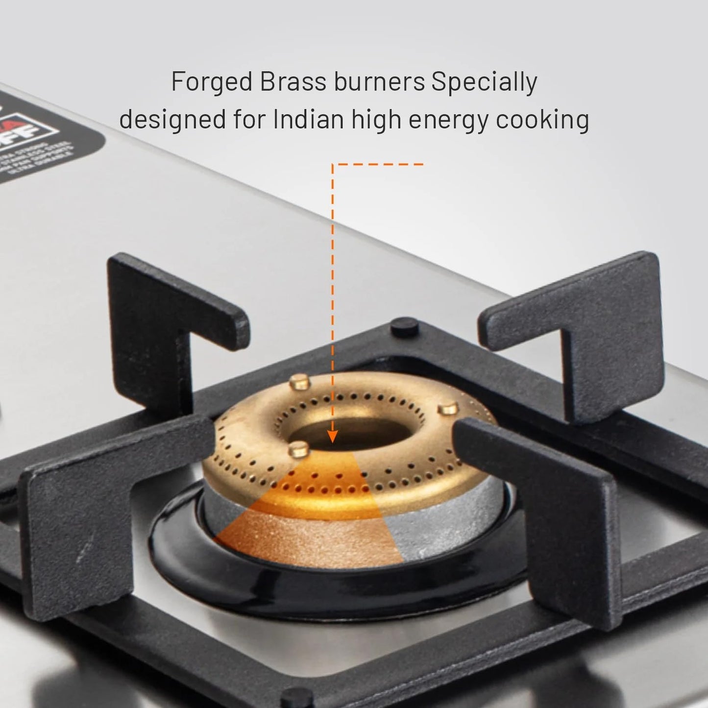 Glen Gas Stove 4 Burner Ultra Tuff Stainless Steel PNG Gas Stoves Silver | Forged 4 Brass Burner Gas Stove | Revolving Inlet Nozzle 1054 UT SS PN (Manual Ignition)