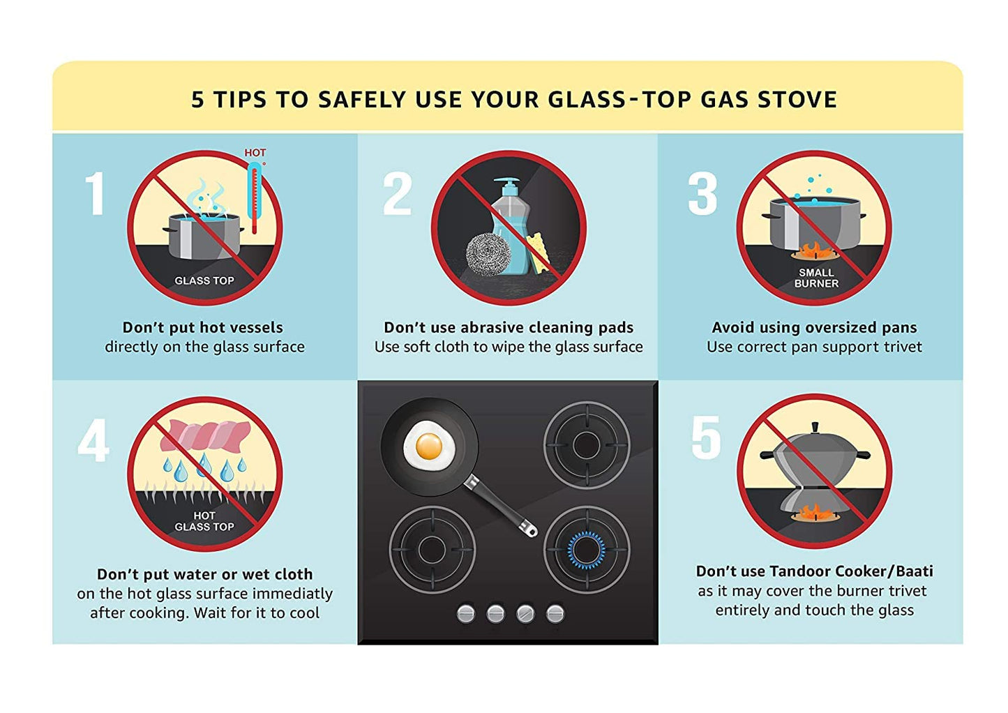 Elica Vetro Glass Top 4 Burner Gas Stove (CT VETRO 460 BLK)Open,Black