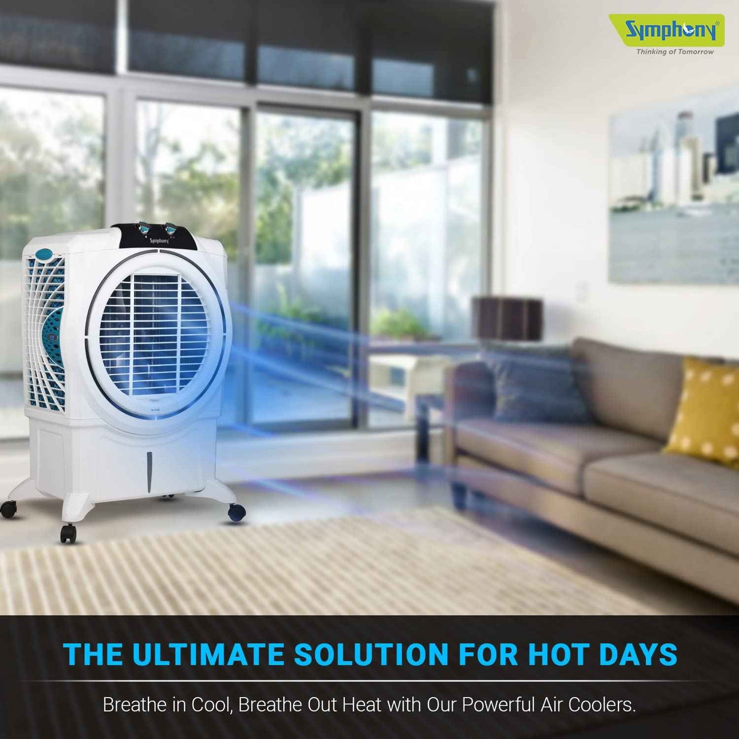 Symphony Sumo 75 XL Desert Air Cooler For Home with Honeycomb Pads, Powerful +Air Fan, i-Pure Console and Low Power Consumption (75L, White)