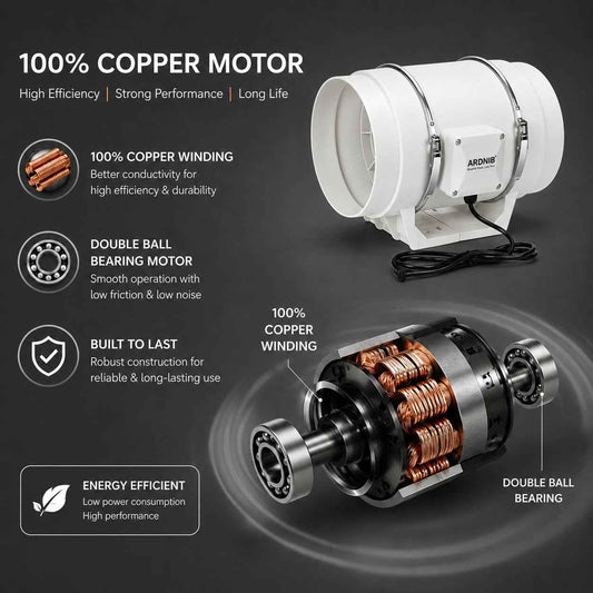 Inline fan (12"/3000mm) Silent Mix Flow/Inline Duct Fan/Exhaust Inline/Circular Inline Fan/Air Circulation System/Fresh Air System, White 2 Speed | 275W |Air Flow 2900m3/h | Copper Motor