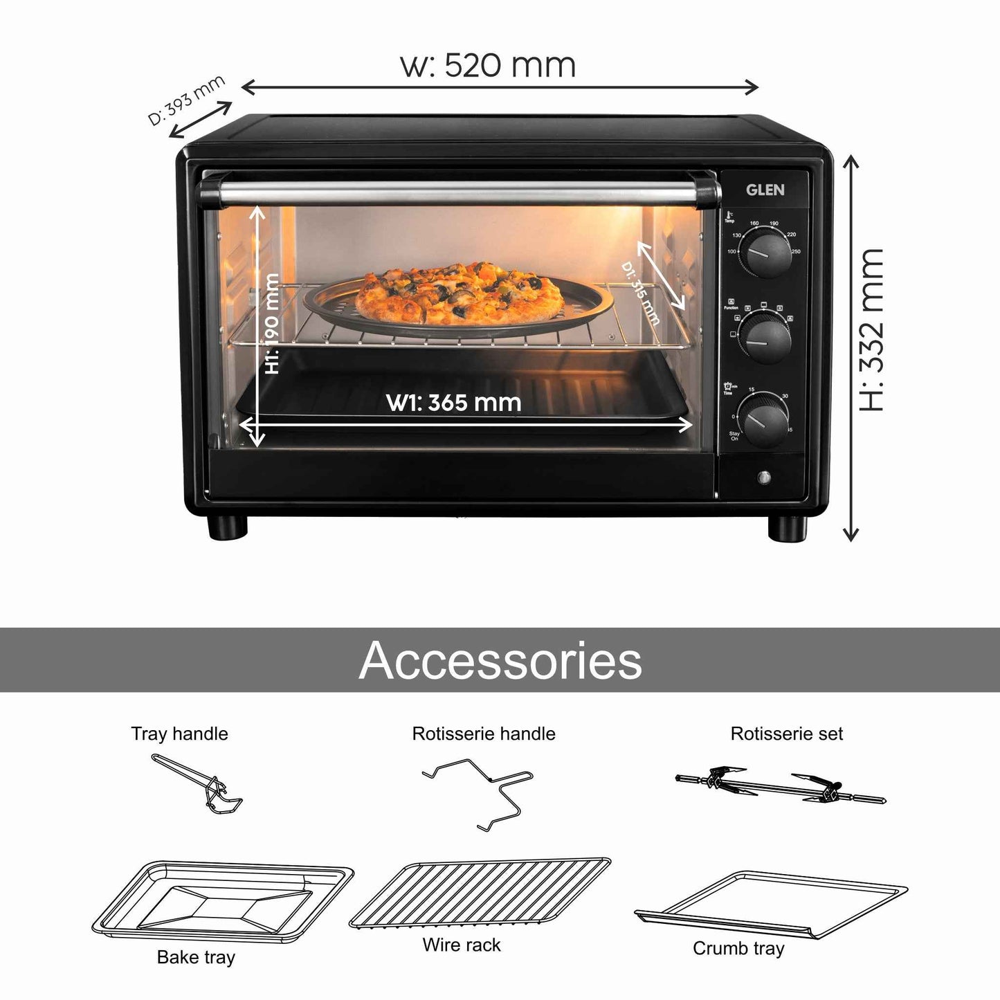 Glen Oven Toaster Grill 3500 MR Turbo