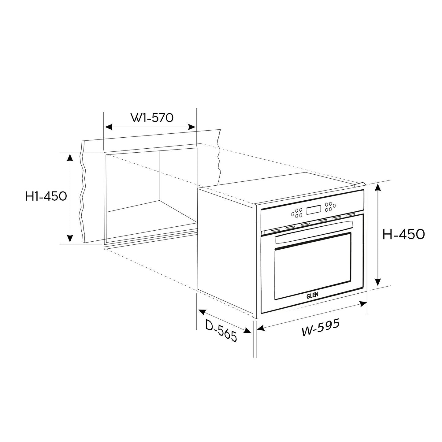 Glen Built in Air Fryer Oven with Turbo Fan 10 Multi-functions 45Ltr Capacity Touch Control (BO-654AFT45)