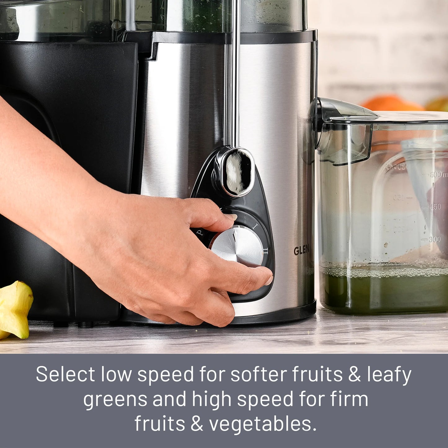 Glen Centrifugal Juicer 600W, Full Apple Feeding Tube 600ml Juice Collector, Stainless Steel Filter (4019)
