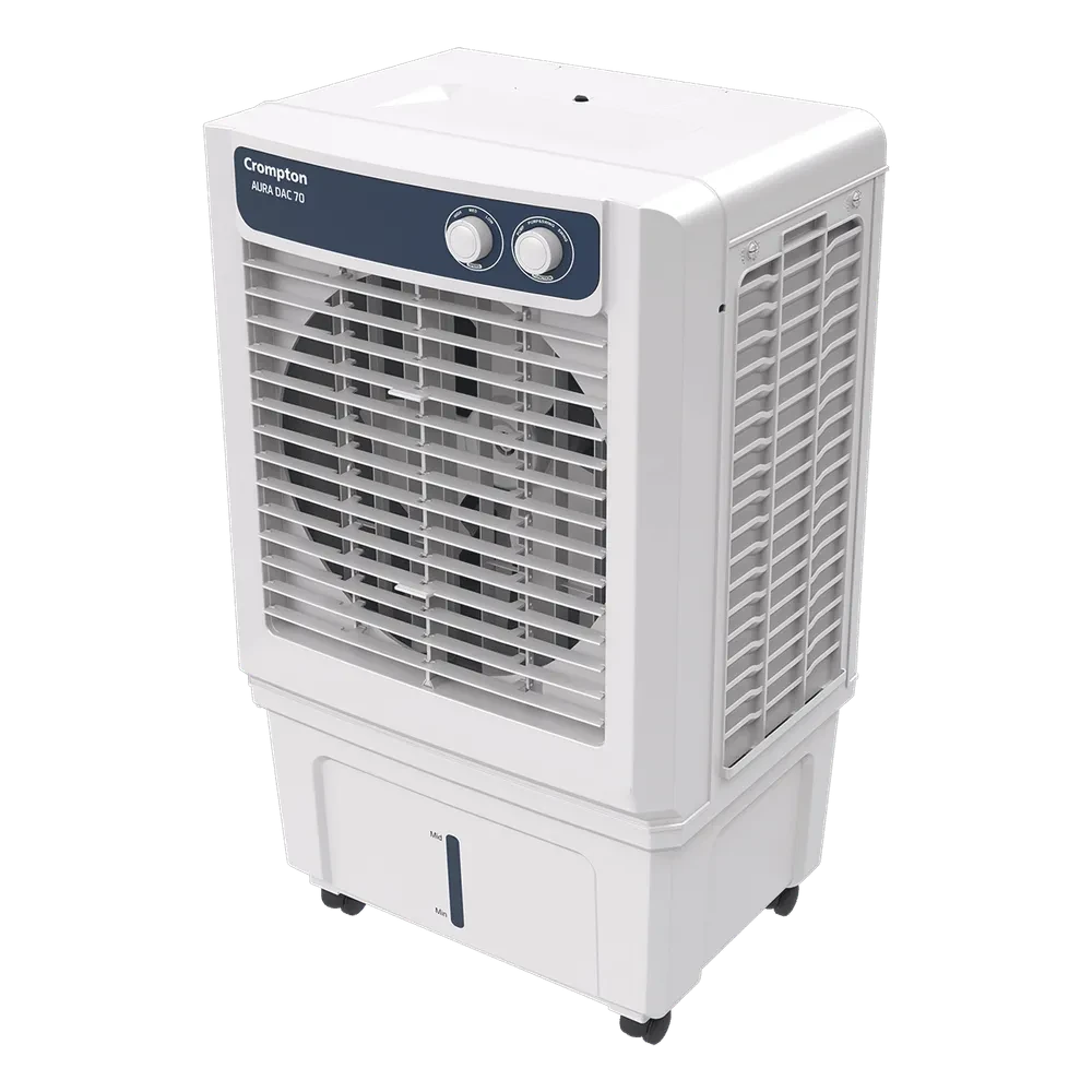 Crompton Aura 70 Litres Desert Air Cooler with Everlast Pump (Collasible Louvers, Indian Ink & While)