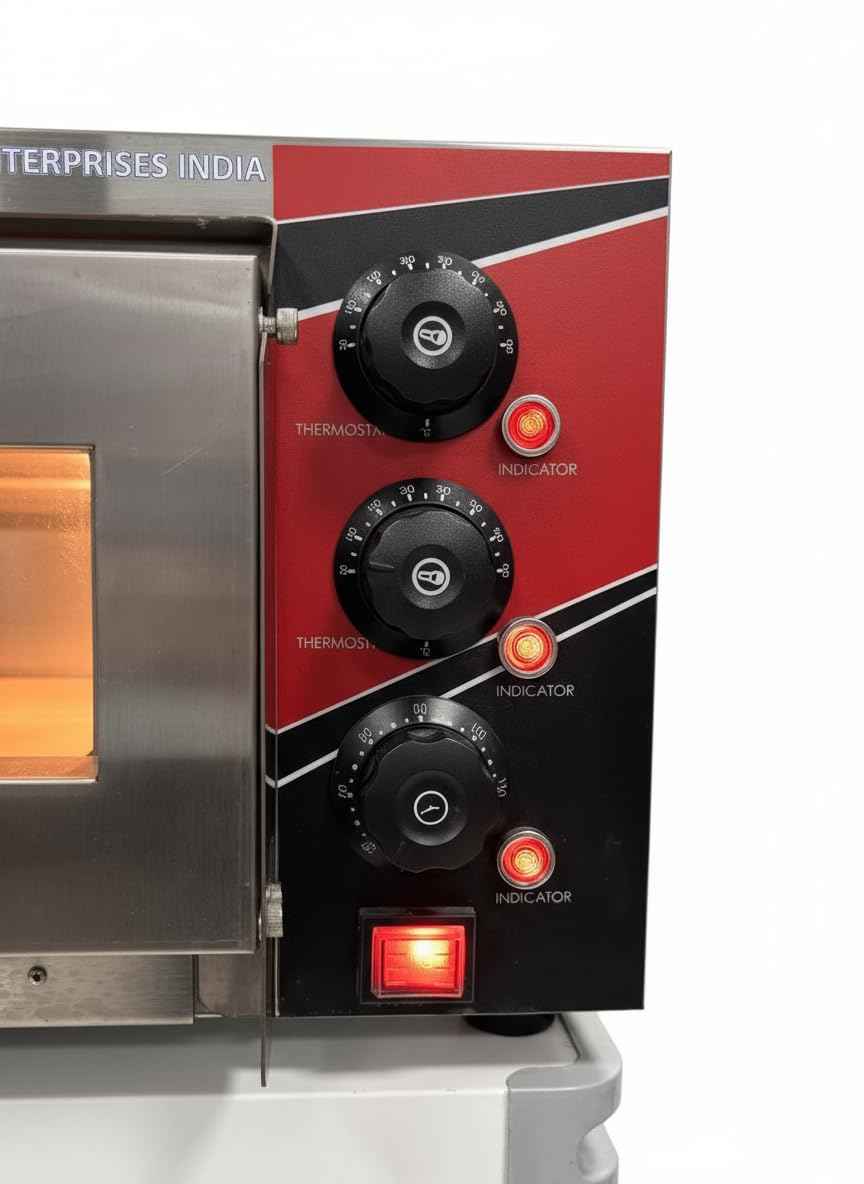 Kitchen Etto Electric Pizza Oven, 16" Stone Base, Stainless Steel Pizza Maker with Timer & Temperature Control for Restaurants & Commercial Use