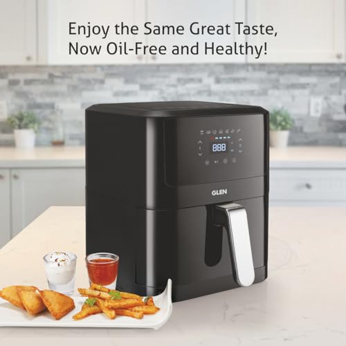 Glen Digital Air Fryer, 6.0 Litre Digital Controls, 7 Pre Set Menu Timer, Temperature Control, 1500W -Black (SA-3042DBL) 6 L