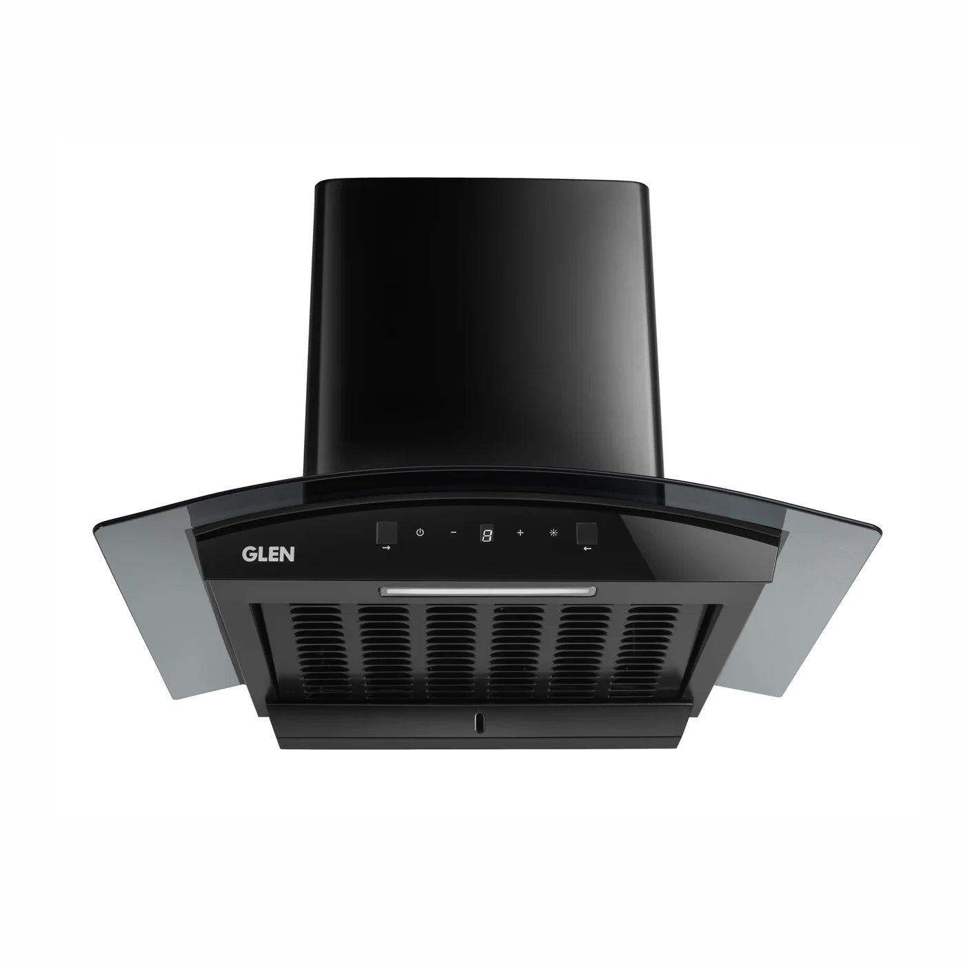 Auto Clean Curved Glass Filter less Kitchen Chimney, Motion Sensor control with Digital Display 60/76/90cm, 1200 m3/h (6058 DI BL AC)