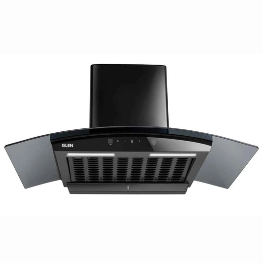 Auto Clean Curved Glass Filter less Kitchen Chimney, Motion Sensor control with Digital Display 60/76/90cm, 1200 m3/h (6058 DI BL AC)