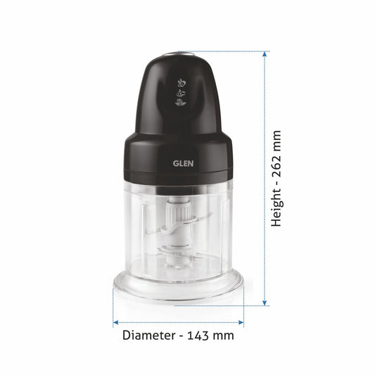 Electric Vegetable Chopper, 2 Stainless Steel Blade, Whisking Disc 0.6 Litres Bowl, 250W - Black (4043 Turbo)