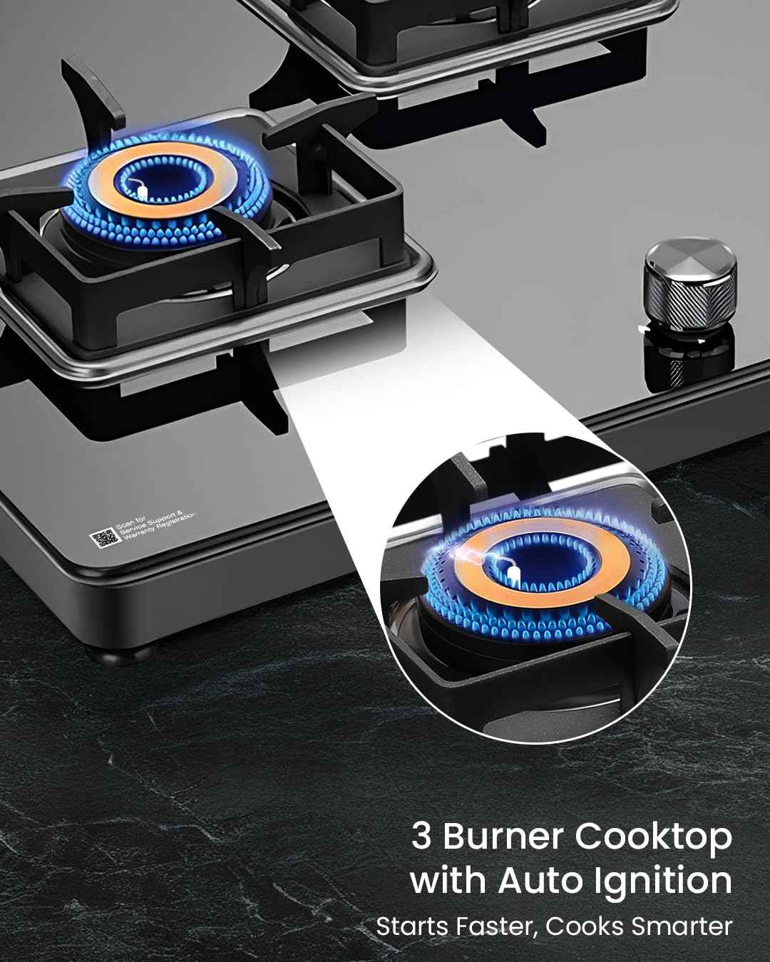 Sujata Sujata Premium 4 Burner Gas Stove | Auto Ignition | 8mm Glass Top | 9 Yr Warranty - View 6