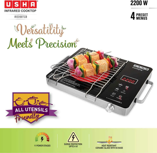 USHA 2200 W Infrared Cooktop Touch Panel (Black, IR2200TCB)