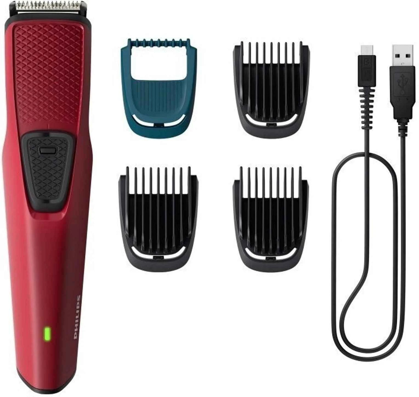 PHILIPS BT1235/18 Trimmer 60 min  Runtime 4 Length Settings (Maroon)