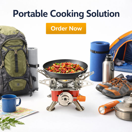 CKPAI Mini Portable Gas Stove | Camping Butane Burner Stainless Steel Manual Butane Gas Stove (1 Burners)