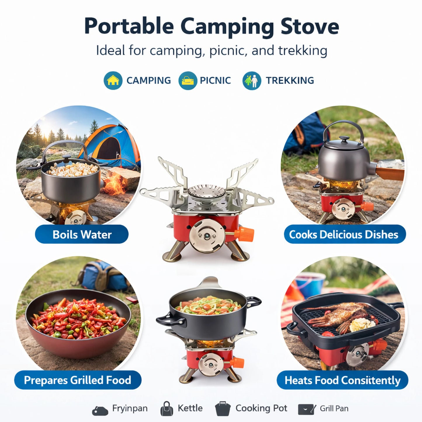 CKPAI Mini Portable Gas Stove | Camping Butane Burner Stainless Steel Manual Butane Gas Stove (1 Burners)