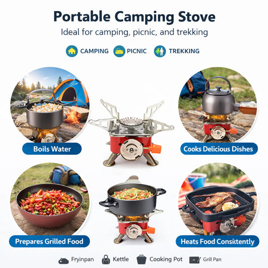 CKPAI Mini Portable Gas Stove | Camping Butane Burner Stainless Steel Manual Butane Gas Stove (1 Burners)