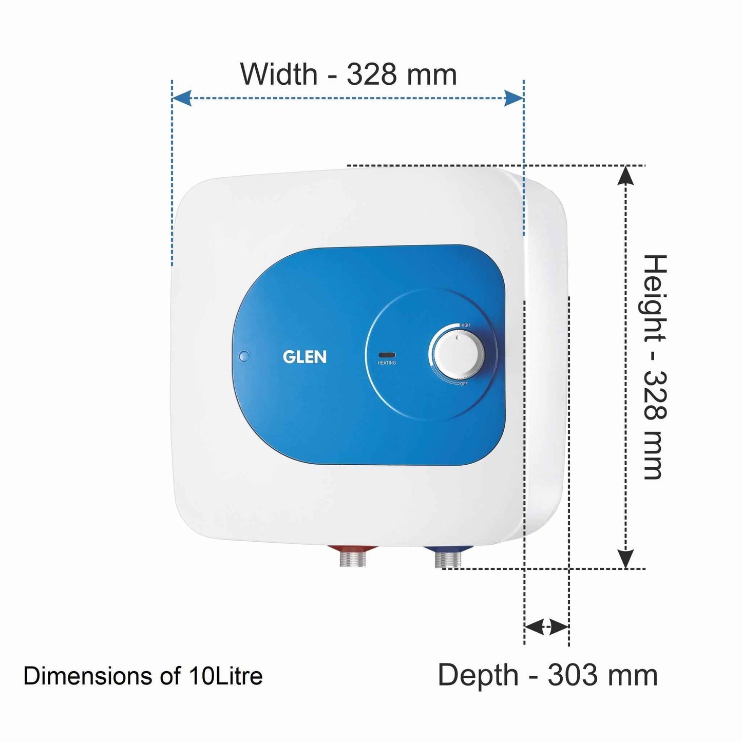 Water Heater 2000W 8 Bar Pressure Glasslined Element and Tank, Temperature control (7054) - 15L