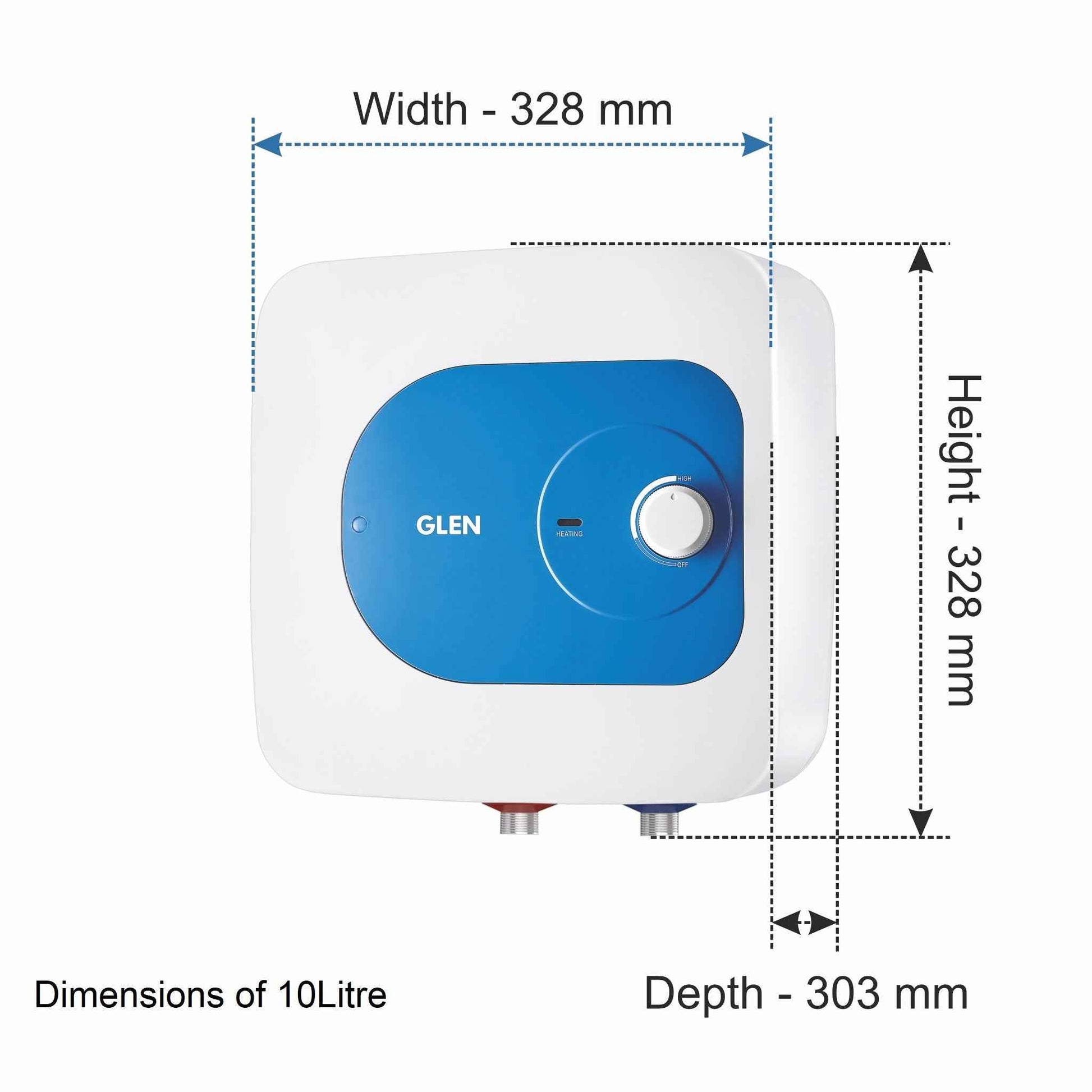 Water Heater 2000W 8 Bar Pressure Glasslined Element and Tank, Temperature control (7054) - 15L