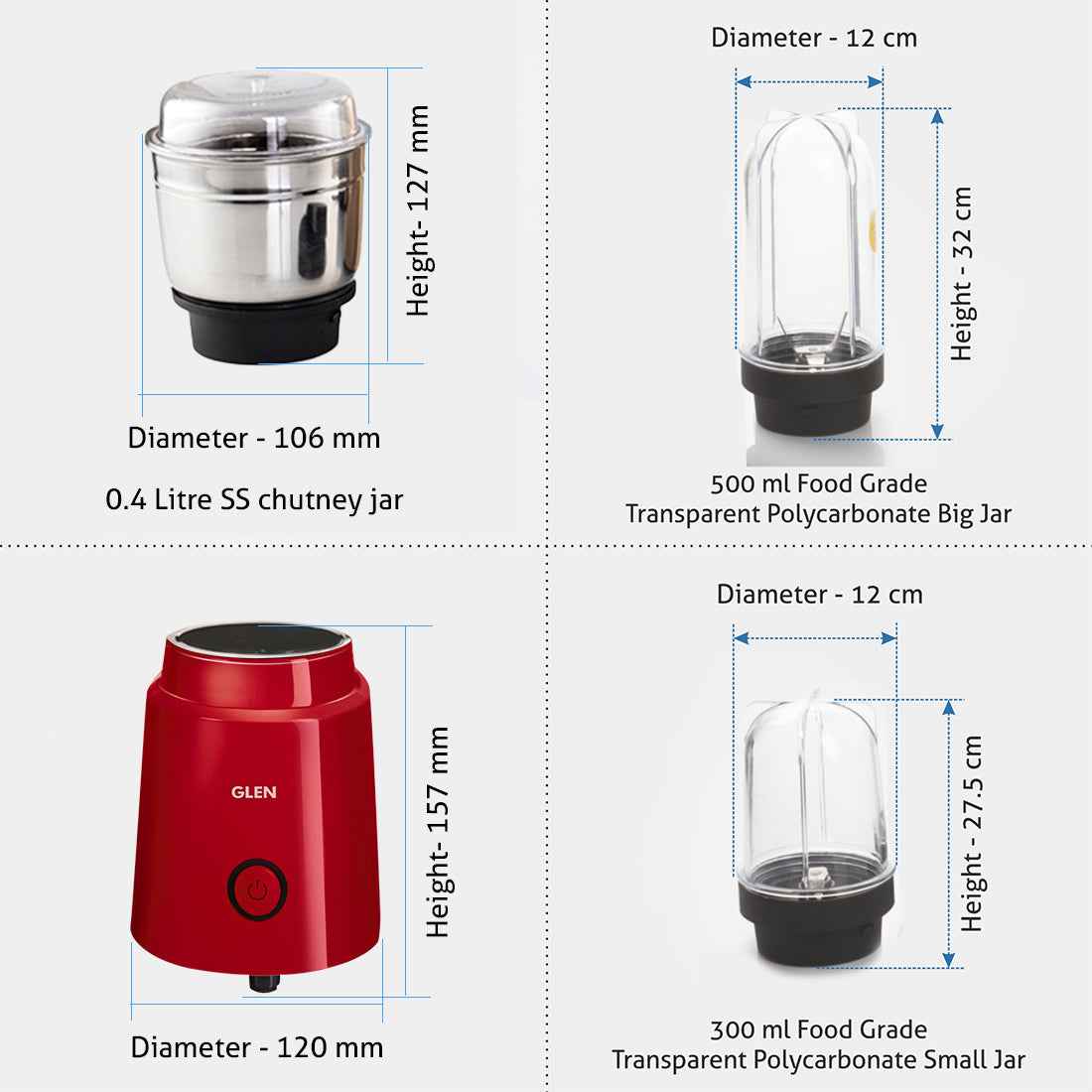 Active-Blender Grinder, 350W, 20000 RPM Mixer, Grinder, Blender, 1 SS Grinder Jar, 2 Jars - RED (4048 BG RED)