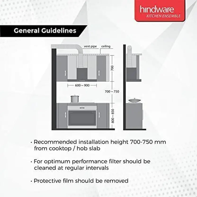 Hindware DIVINA 60CM 1200CMH WITH MOTION SENSOR ( LAUNCH YEAR 2022 ) Auto Clean Wall Mounted BLACK 1200 CMH Chimney