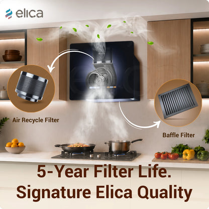 Elica KITTY PLUG N PLAY BF 600 BLDC HAC LTW MS NERO 1600 CMH 60 cm Auto Clean Chimney (Wall Mounted, Black)