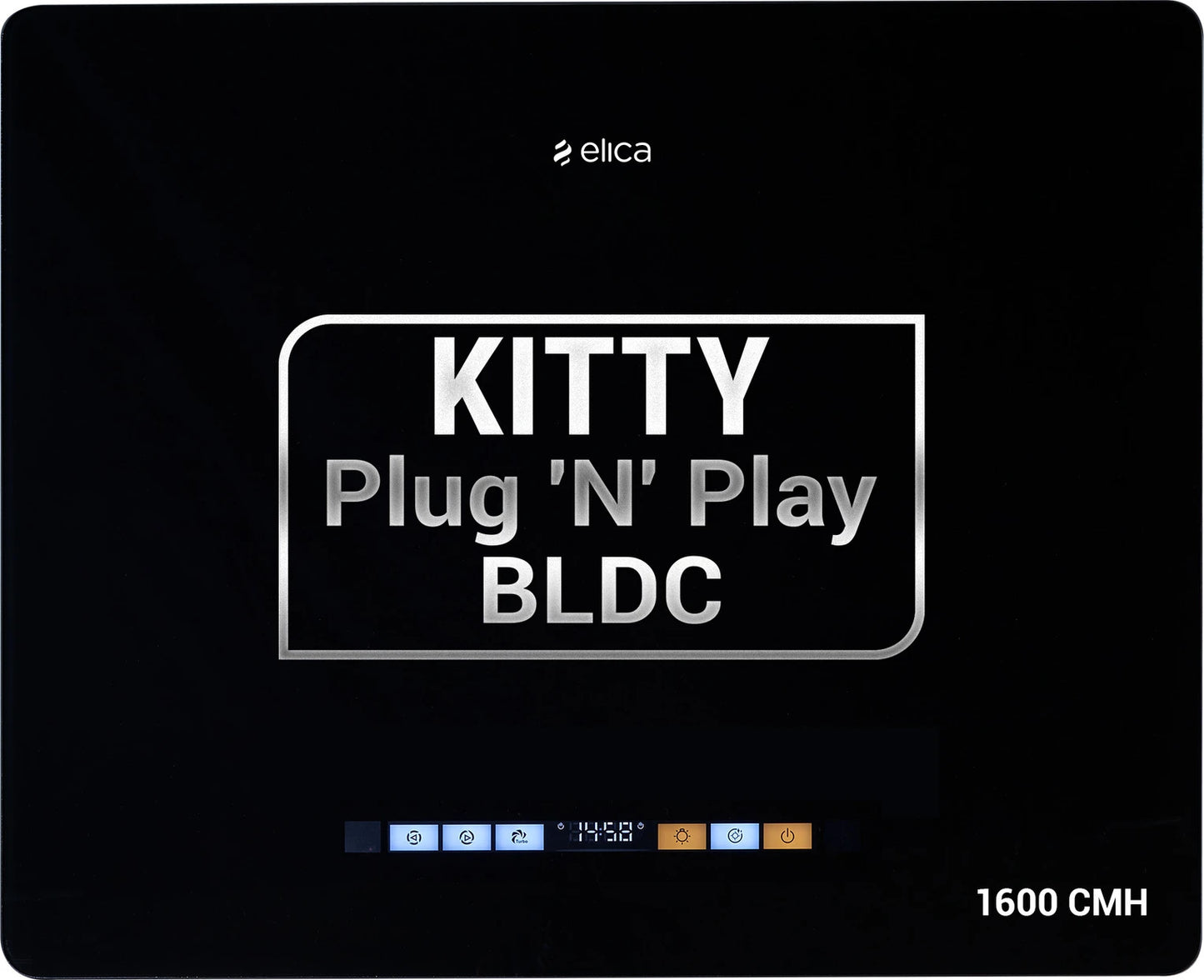 Elica KITTY PLUG N PLAY BF 600 BLDC HAC LTW MS NERO 1600 CMH 60 cm Auto Clean Chimney (Wall Mounted, Black)