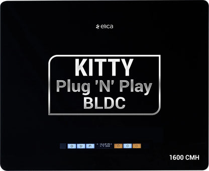 Elica KITTY PLUG N PLAY BF 600 BLDC HAC LTW MS NERO 1600 CMH 60 cm Auto Clean Chimney (Wall Mounted, Black)