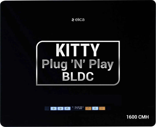 Elica KITTY PLUG N PLAY BF 600 BLDC HAC LTW MS NERO 1600 CMH 60 cm Auto Clean Chimney (Wall Mounted, Black)