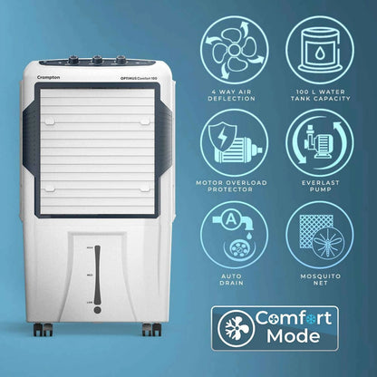 Crompton 100 L Desert Air Cooler (Black, White, ACGC- OPTIMUS100)