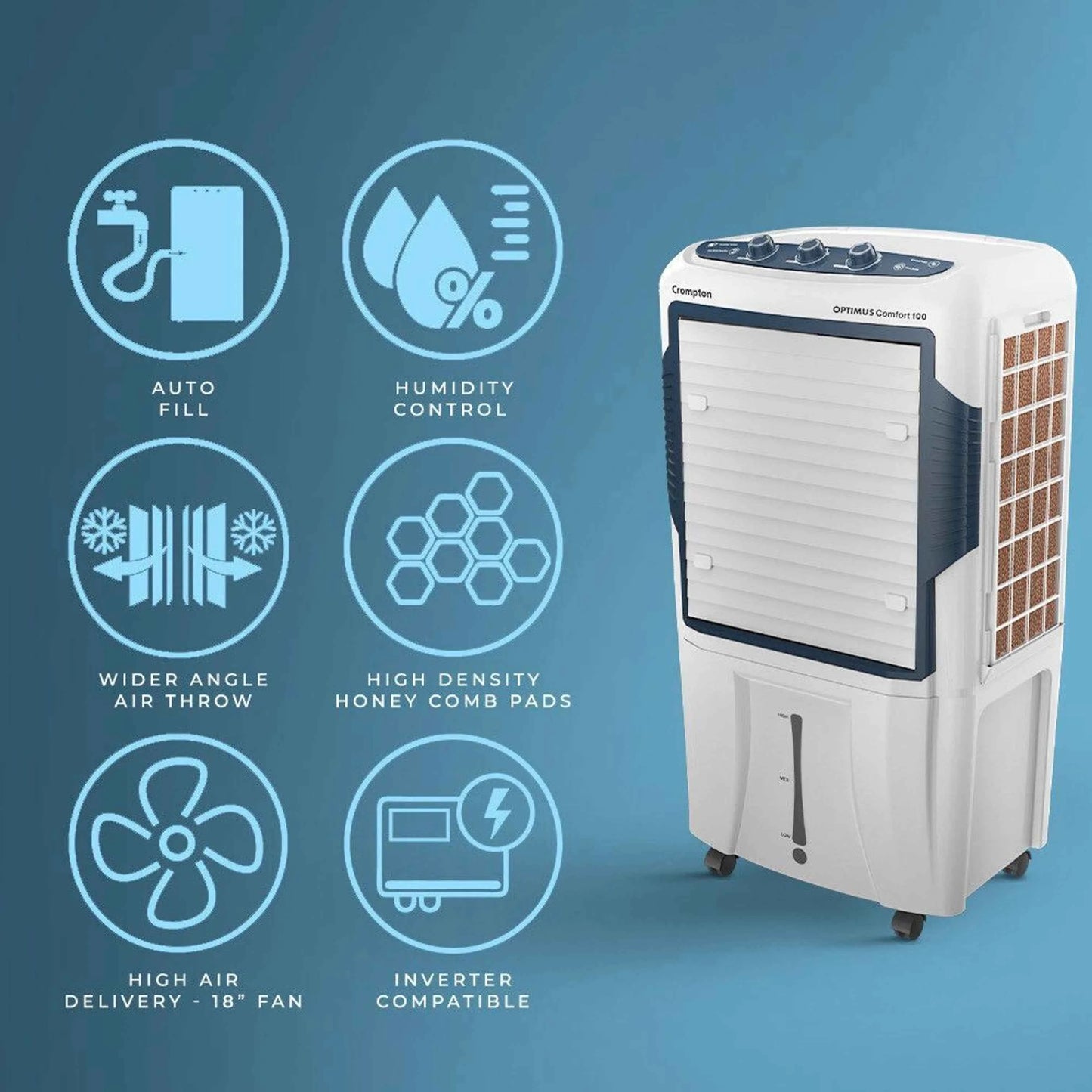 Crompton 100 L Desert Air Cooler (Black, White, ACGC- OPTIMUS100)