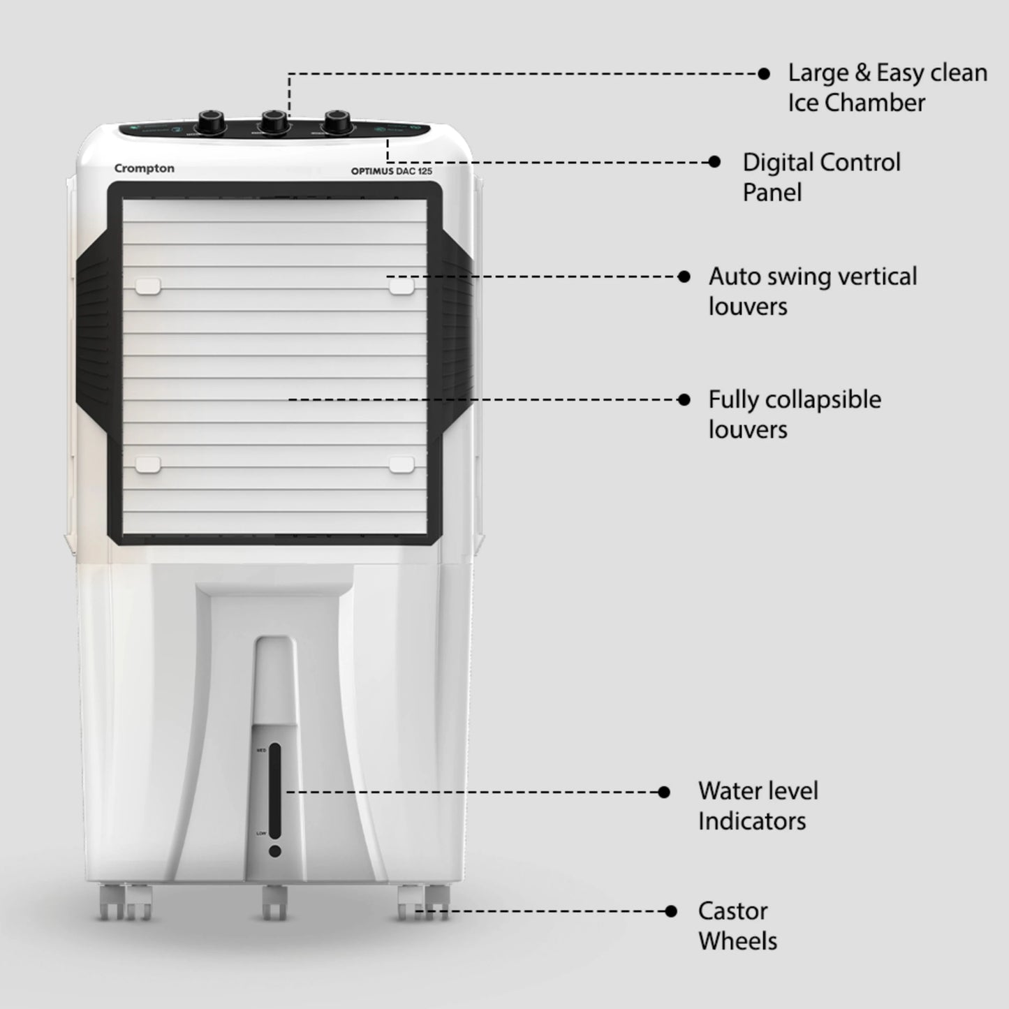 Crompton 125 L Desert Air Cooler (Black and White, ACGC-OPTIMUS125