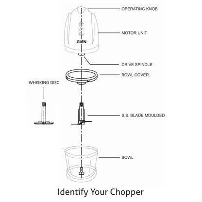 Electric Vegetable Chopper, Whisking Disc Chops Nuts 0.4 Litres Bowl, 200W - Black (4041BL)