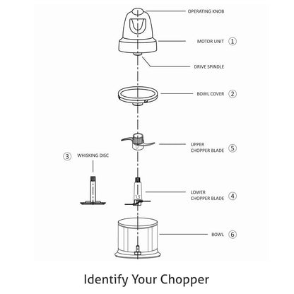 Electric Vegetable Chopper, 2 Stainless Steel Blade, Whisking Disc 0.6 Litres Bowl, 250W - Black (4043 Turbo)