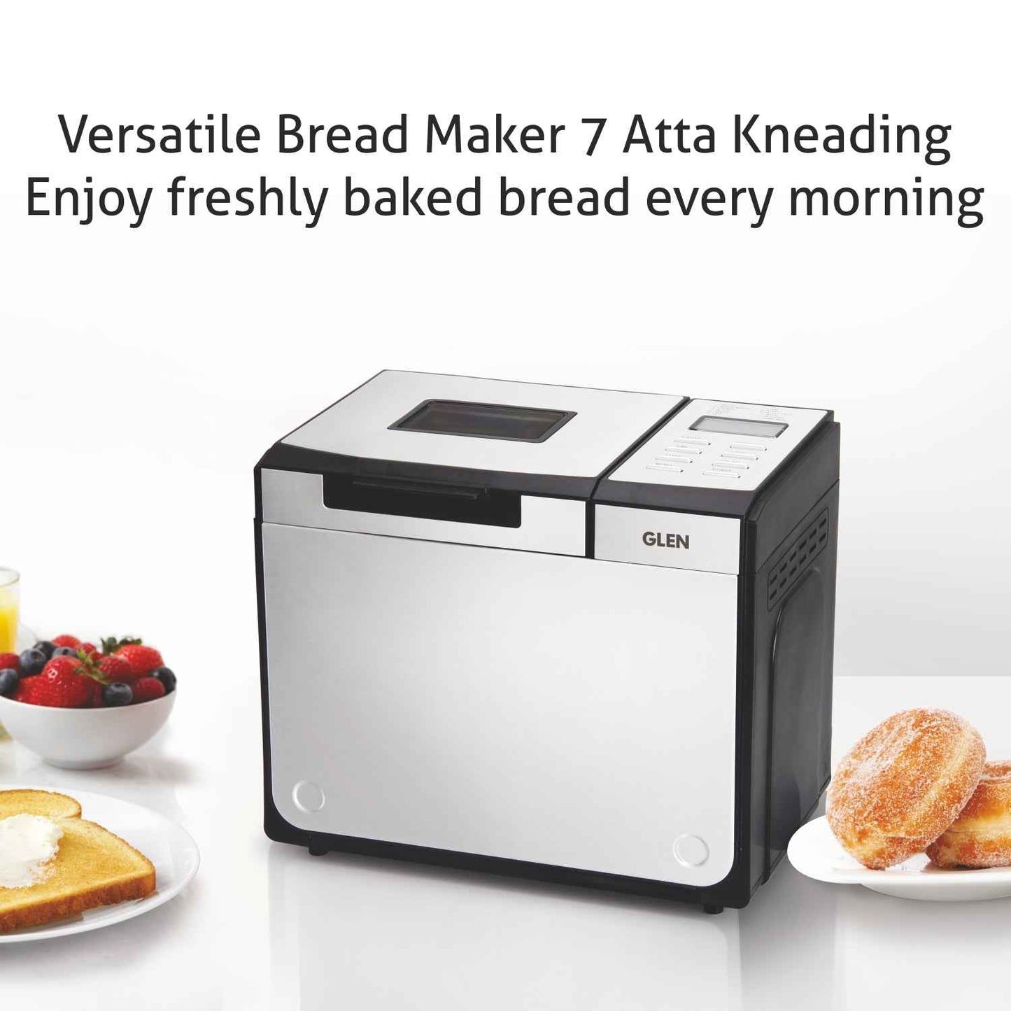 Bread Maker & Atta Kneader, Fully Automatic, 12 Pre-Set Functions, Electronic Control Panel 550W- Silver (3034)
