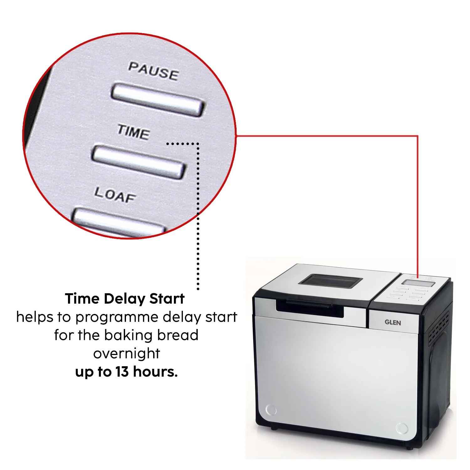 Bread Maker & Atta Kneader, Fully Automatic, 12 Pre-Set Functions, Electronic Control Panel 550W- Silver (3034)