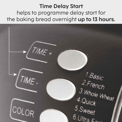 Atta Kneader & Bread Maker, Fully Automatic, 12 Pre-Set Functions, Electronic Control Panel 550W - Black (3039)