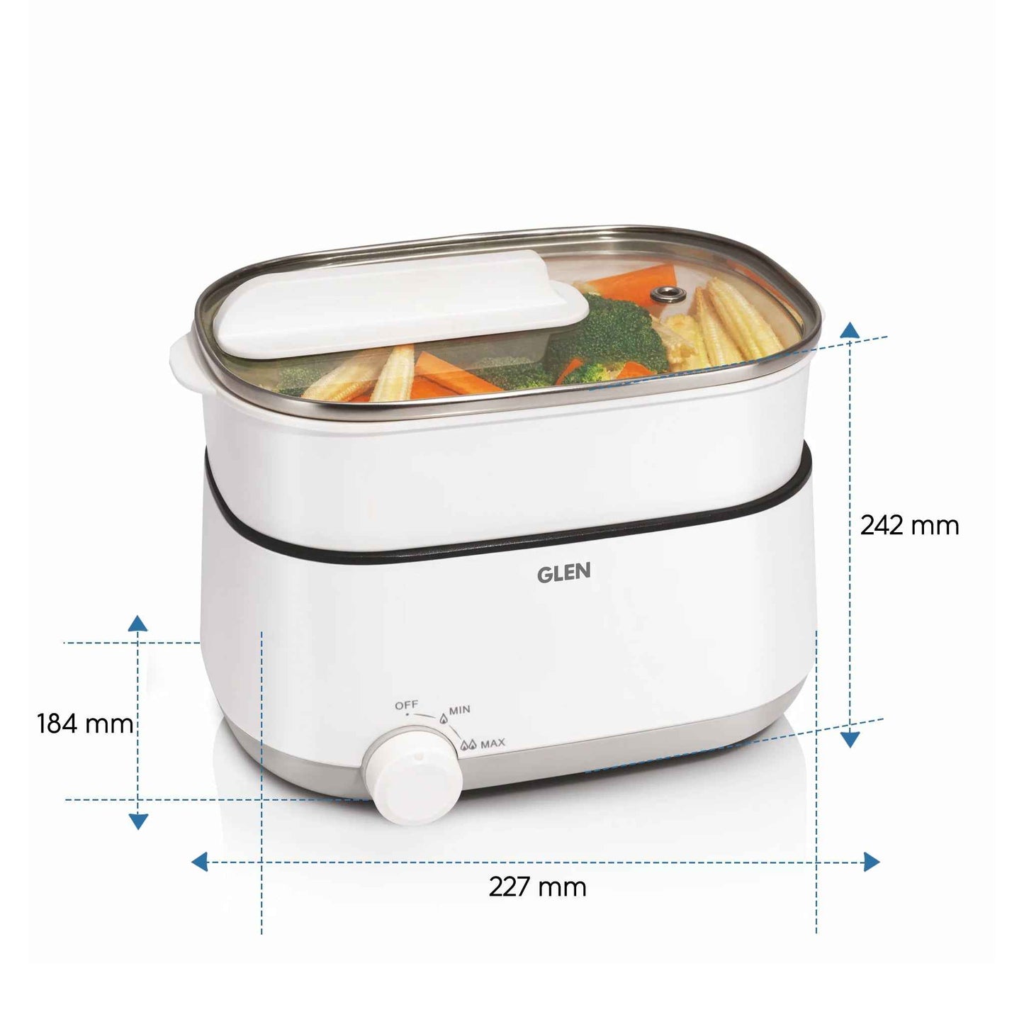 3 in 1 Multi Food Steamer - Steam, Cook & Boil, 2 Power Settings, 600W - (SA-3051MFS)