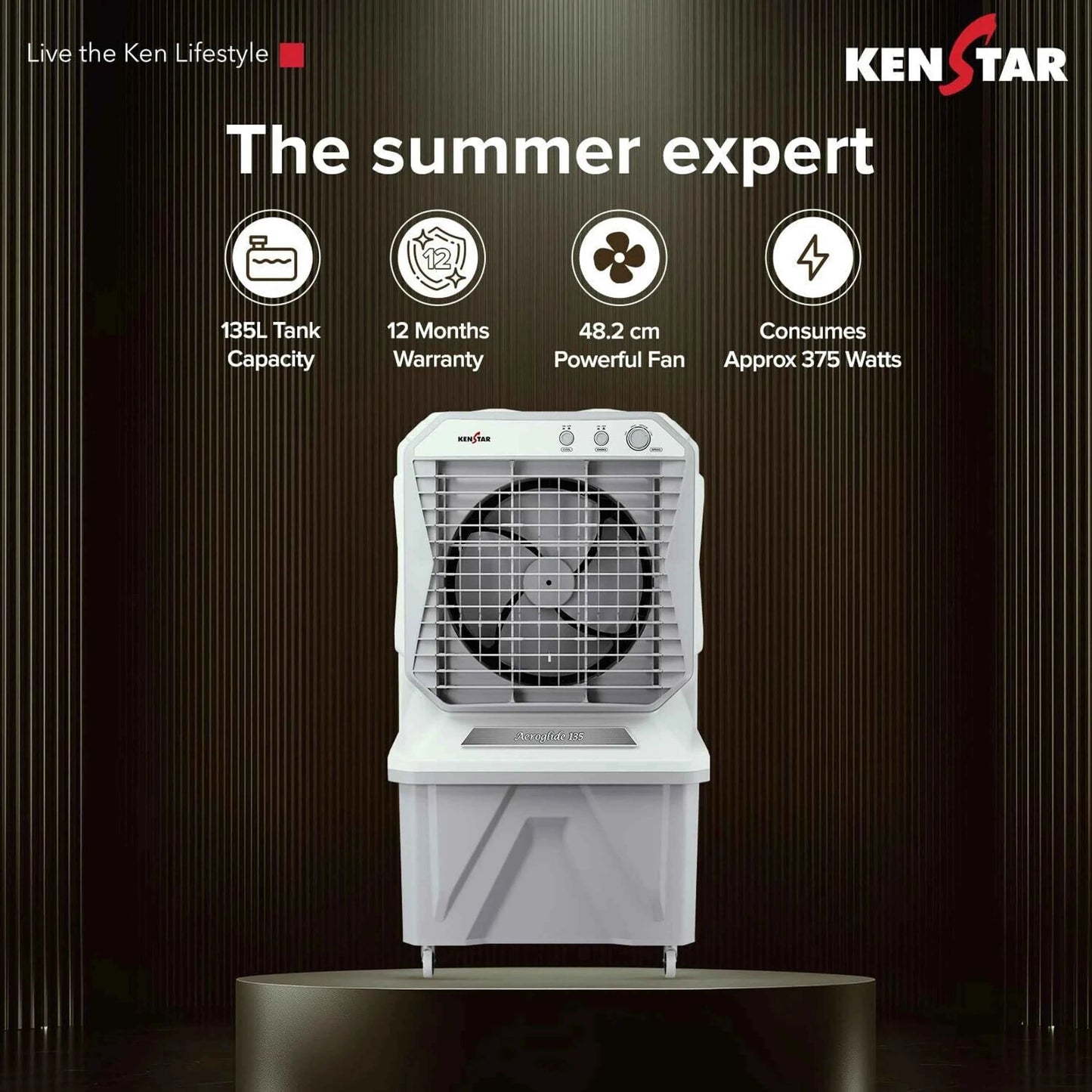 Kenstar 135 L Desert Air Cooler (Grey, AEROGLIDE HC 135)