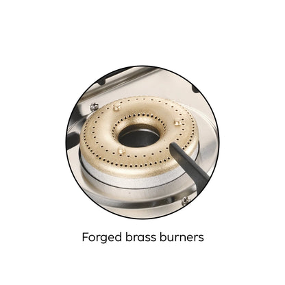 3 Burner Ultra Slim Apricot Glass Gas Stove with High Flame Forged Brass Burner - Manual / Auto Ignition (CT1035US)