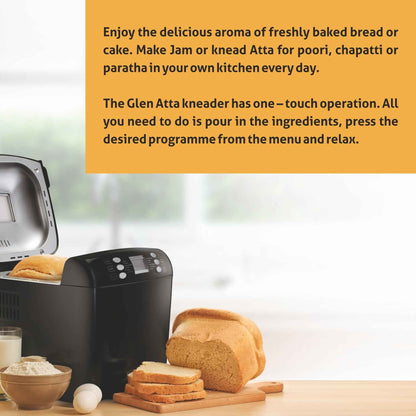 Atta Kneader & Bread Maker, Fully Automatic, 12 Pre-Set Functions, Electronic Control Panel 550W - Black (3039)