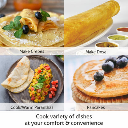 Electric Dosa Maker makes Crepe, Chilla 30CM Non-Stick Cooking Plate, Temperature Control - Black (SA3038)