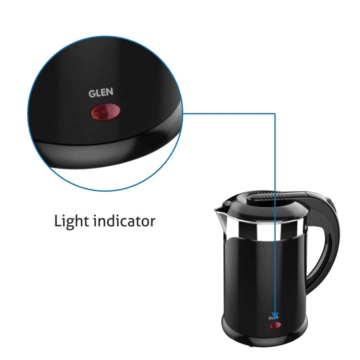 Electric Kettle Plastic Clad Stainless Steel with 360° Rotational Base 1.2 Litre 1350 W - Black (9015 DX)