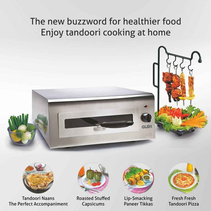 Electric Tandoor and Grill 1400W, Extra Large capacity Matt Finish Stainless Steel Body - Silver (5014 XL)