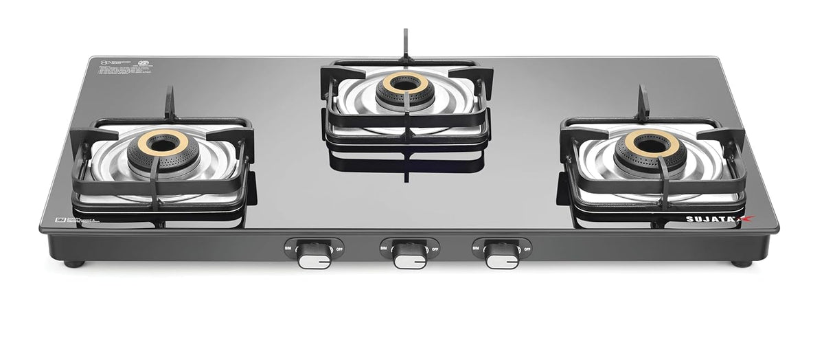 Sujata Sujata Classic Gas Stove | 9 Years Warranty | 4 Burner Stove | Gas Stove 4 Burners Glass Top, SABAF, ISI Certified,...