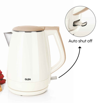 Electric Kettle 1.5 Litre Plastic Clad Stainless Steel, 360° Rotation Base, Auto Shutoff, 1500 W (SA-9006)