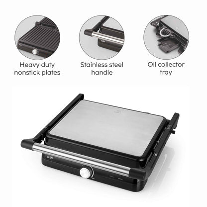 Electric Contact Grill & Sandwich Maker with 180-degree opening, Non-Stick Plates, 2000w - (SA3031INCG)